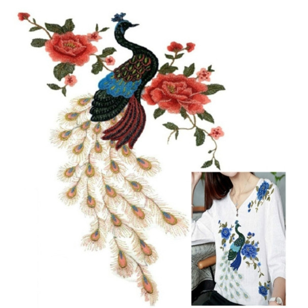Peacock Peony Flower Embroidery Cloth Apparel Accessories Net Yarn Collar, Size:55 x 41.5cm(Light Red)