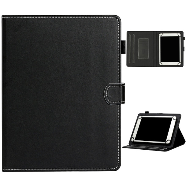 For 7 inch Universal Solid Color Horizontal Flip Leather Case with Card Slots & Holder & Pen Slot(Black)