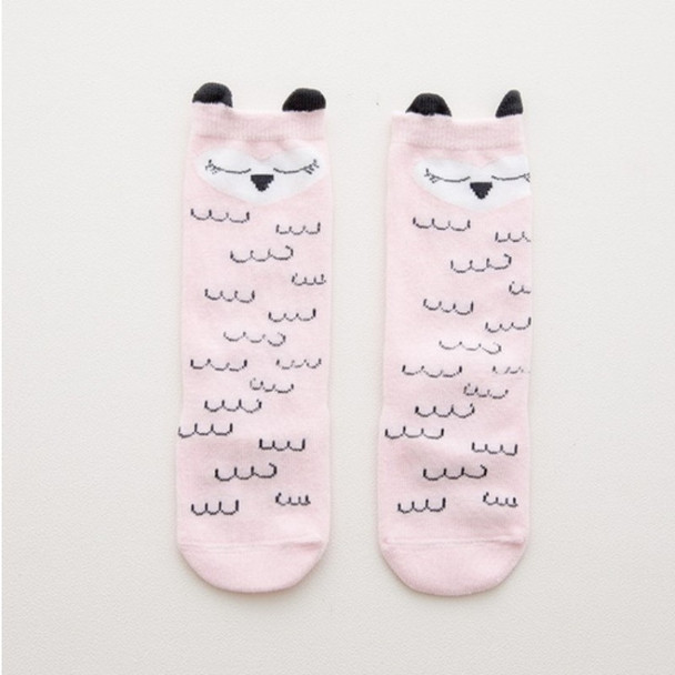 3 Pairs Toddler Knee High Sock Anti Slip Cute Cartoon Warm Baby Long Sock, Kid Size:S(Pink Owl )
