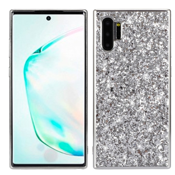 Plating Glittery Powder Shockproof TPU Case For Galaxy Note 10+(Silver)
