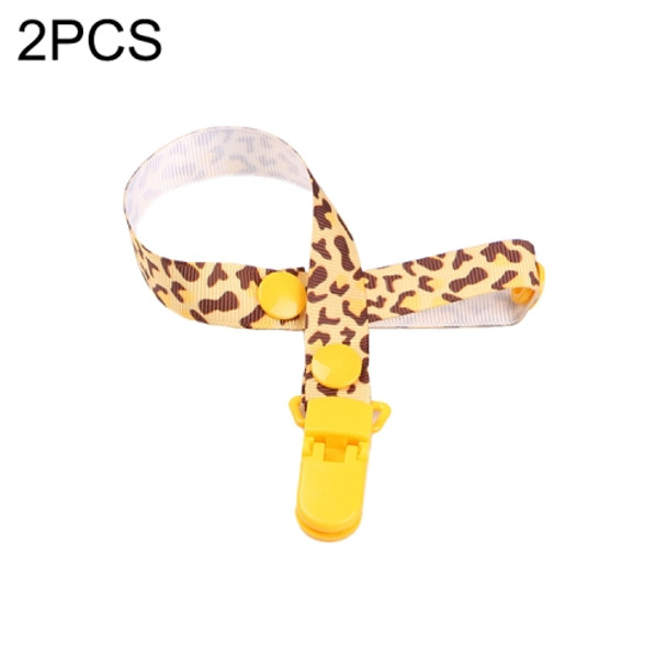 2 PCS Baby Pacifier Clip Pacifier Chain Dummy Clip Nipple Holder For Nipples Children Pacifier Clips Teether Anti-drop Rope(34 Yellow leopard print)