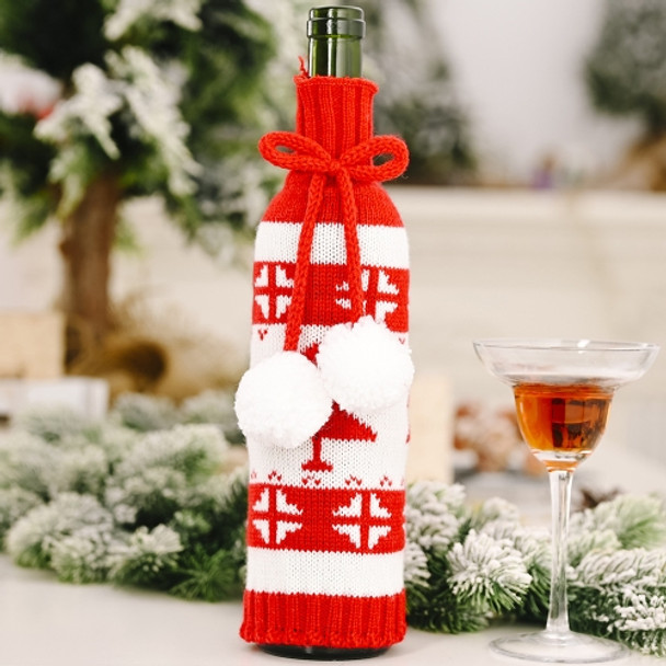 3 PCS Christmas Knitted Double Ball Wine Bottle Cover Wine Bottle Bag Restaurant Atmosphere Layout(Small Tree)
