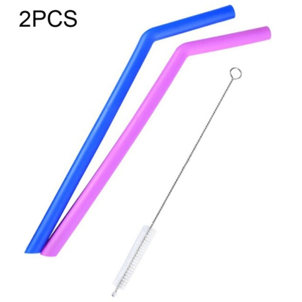 2 PCS Food Grade Silicone Straws Cartoon Colorful Drink Tools with 1 Brush, Slim Bend Pipe, Length: 25cm, Outer Diameter: 7.8mm, Inner Diameter: 5mm, Random Color Delivery