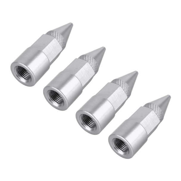 4 PCS 6-edeg Shape Gas Cap Mouthpiece Cover Tire Cap Car Tire Valve Caps (Silver)