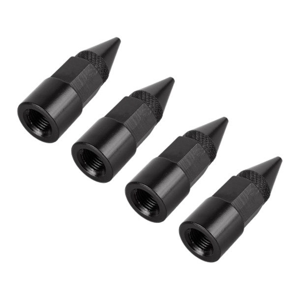 4 PCS 6-edeg Shape Gas Cap Mouthpiece Cover Tire Cap Car Tire Valve Caps (Black)