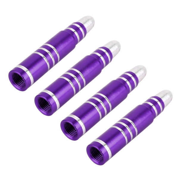 4 PCS Long Bullet Shape Gas Cap Mouthpiece Cover Tire Cap Car Tire Valve Caps (Purple)