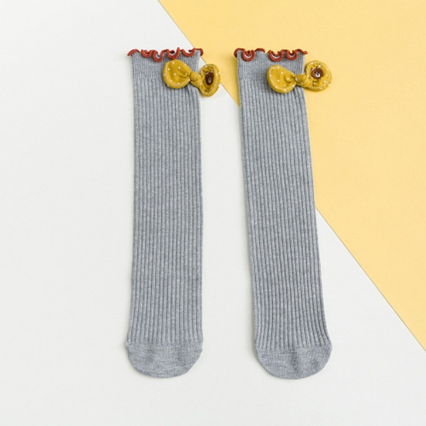Autumn And Winter Girls Pile Socks Stocking Bow Children High Knee Socks(Light Gray)