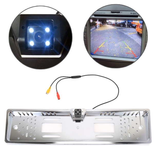 JX-9488 720x540 Effective Pixel NTSC 60HZ CMOS II Universal Waterproof Car Electroplated Silver Rear View Backup Camera with 2W 80LM 5000K White Light 4LED Lamp, DC 12V, Wire Length: 4m