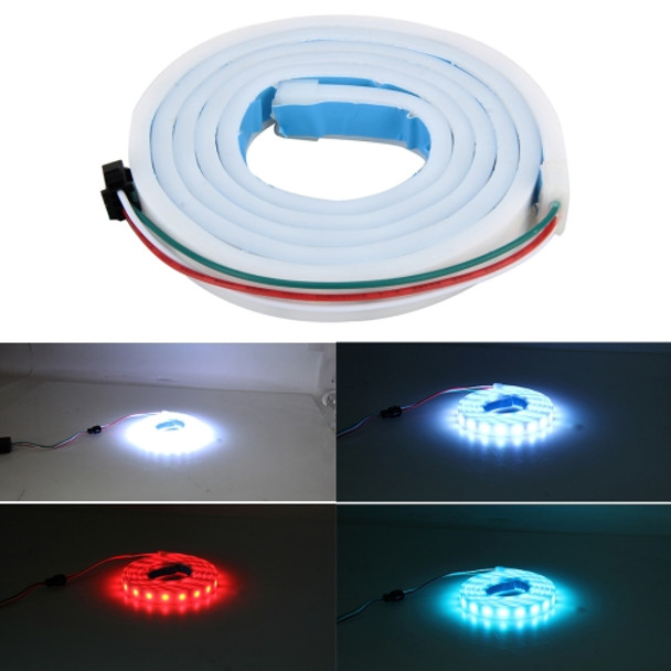 1.2m Car Auto Waterproof Universal Four Color Rear Flowing Light Tail Box Lights with Tail Light Controller, Ice Blue Light Driving Light, White Light Reversing Light, Red Light Brake Light, Yellow Light Turn Signal Light, LED Lamp Strip Tail Decorat