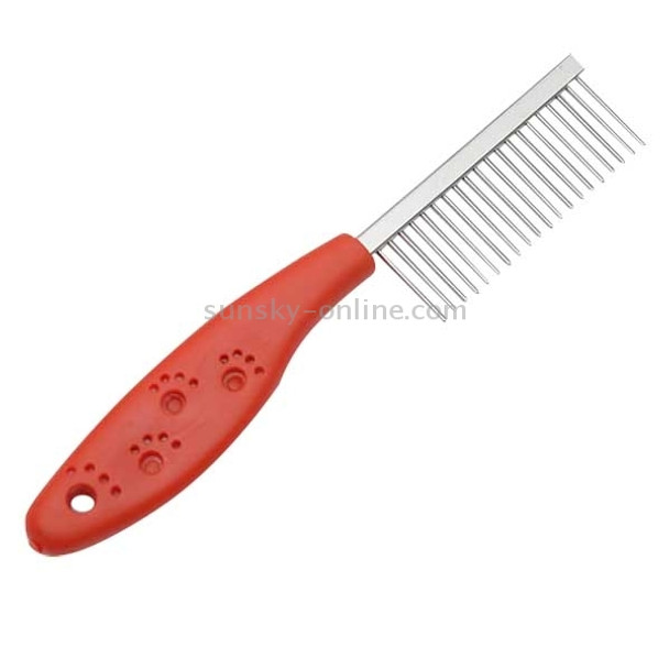 10 PCS Stainless Steel Pet Anti-slip Handle Grooming Comb(Red)