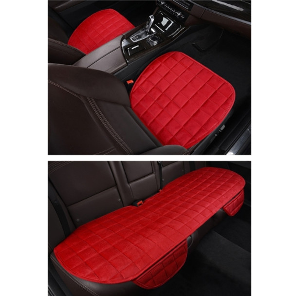 3 PCS / Set  Warm Car Seat Cover Cushion Five Seats Universal Two Front Row Seat Covers and One Back Row Seat Cover Car Non-slip Chair Pad Warm Car Mats No Back Plush Cushion(Red)