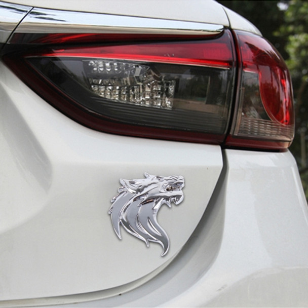 Wolf Head Shape Shining Metal Car Free Sticker(Silver)