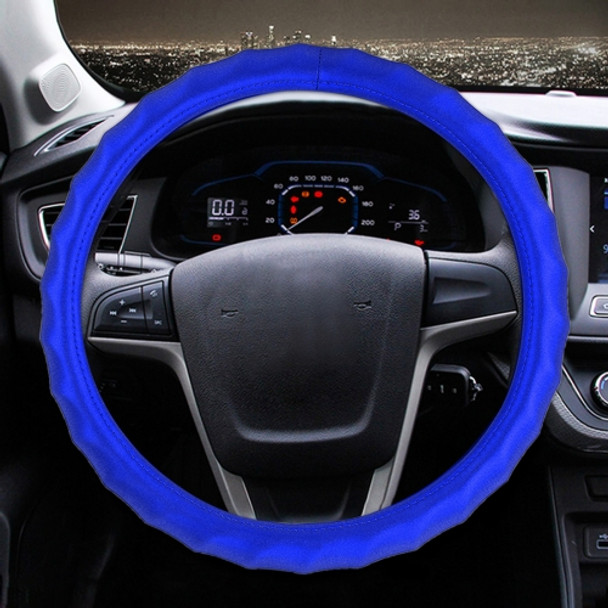 Universal Car Wave Matte Leather + Cotton Steering Wheel Cover, Diameter: 38cm(Blue)