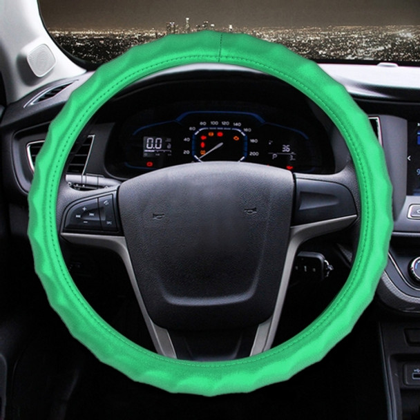 Universal Car Wave Matte Leather + Cotton Steering Wheel Cover, Diameter: 38cm(Green)