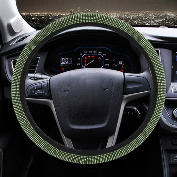 Universal Car Leather + Diamond Steering Wheel Cover, Diameter: 38cm (Green)
