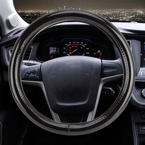 Universal Car Plating Matte Leather + Cotton Steering Wheel Cover, Diameter: 38cm (Black)