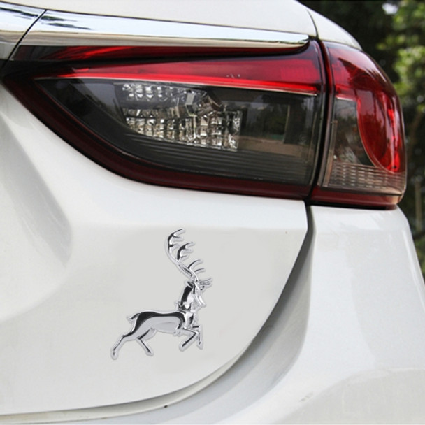 Left Elk Shape Metal Car Free Sticker (Silver)