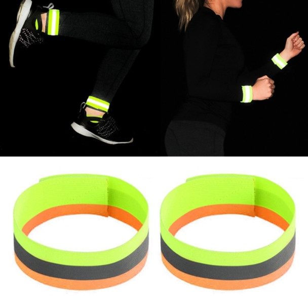 Reflective Band Outdoor Sports Running Cycling Night Warning Wrist Band (Yellow+Orange)