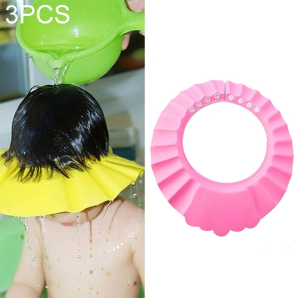 5 PCS Safe Baby Shower Cap Kids Bath Visor Hat Adjustable Baby Shower Cap Protect Eyes Hair Wash Shield for Children Waterproof Cap Pink+wave