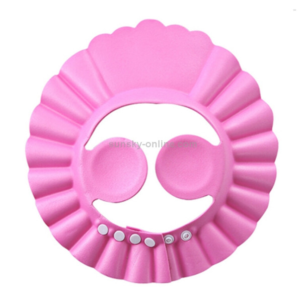 5 PCS Safe Baby Shower Cap Kids Bath Visor Hat Adjustable Baby Shower Cap Protect Eyes Hair Wash Shield for Children Waterproof Cap Pink+earflaps