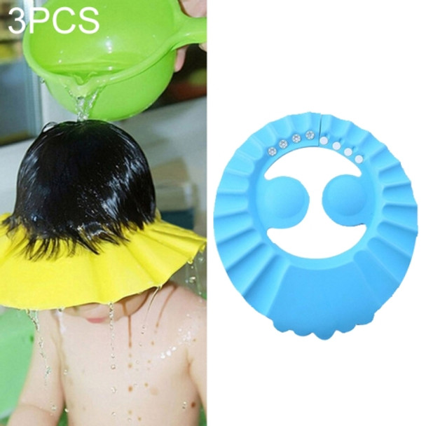 5 PCS Safe Baby Shower Cap Kids Bath Visor Hat Adjustable Baby Shower Cap Protect Eyes Hair Wash Shield for Children Waterproof Cap Blue+earflaps