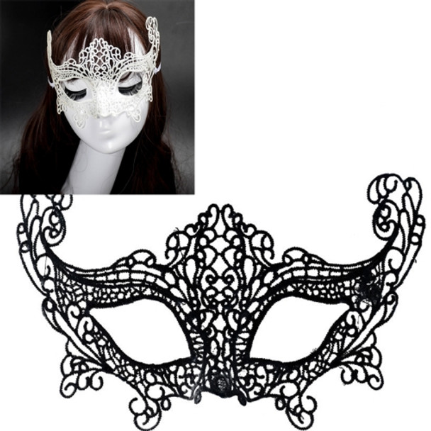 Halloween Masquerade Party Dance Sexy Lady Lace Fox Mask(Black)