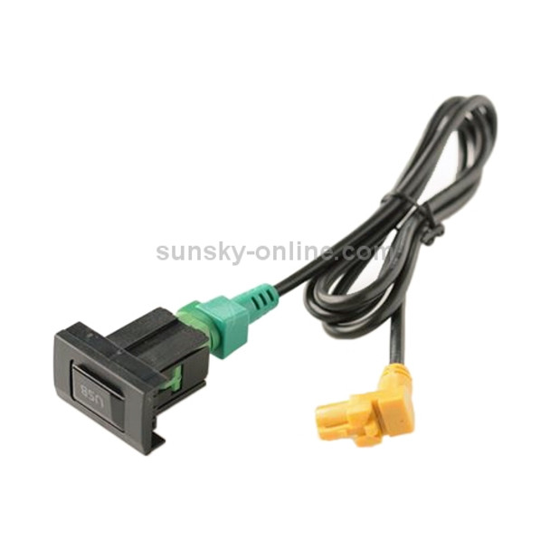 Car Center Console CD Reserved Position Modified USB Port 3.3x2.3cm + Cable Wiring Harness for Volkswagen / Audi / Skoda, Cable Length: 1m