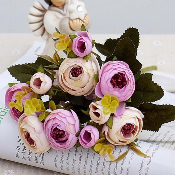 2 Bundle Retro Tea Roses Bride Bouquet Artificial Flowers(Light Purple)