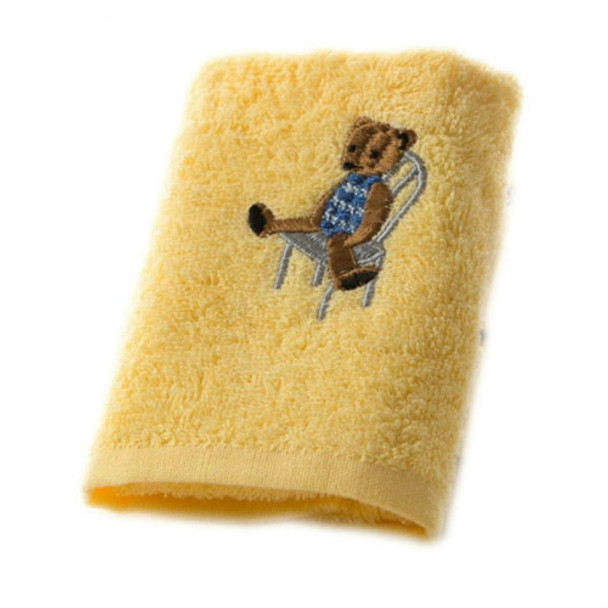 Cotton Children Embroidery Cartoon Bear Towel(Yellow)