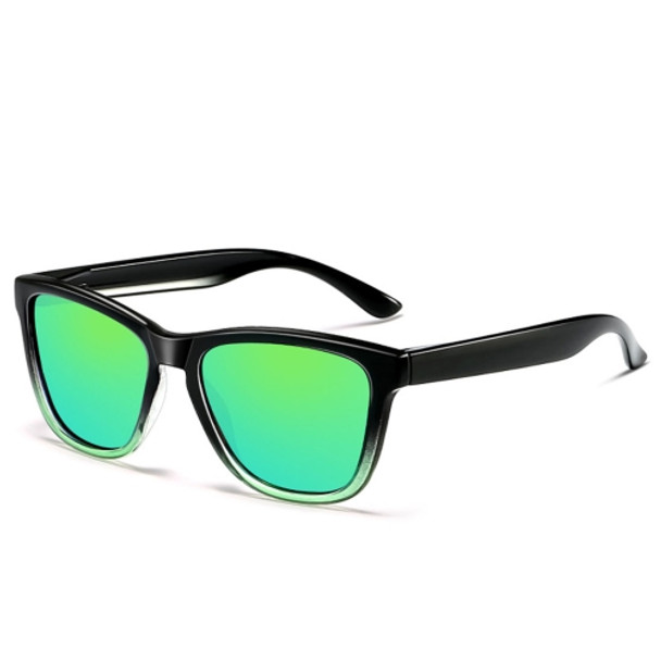 Unisex Retro Fashion Plastic Frame UV400 Polarized Sunglasses  (Gradient Black +Green)