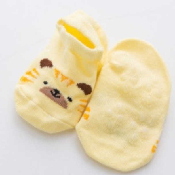 3 Pairs Cotton Children Baby Invisible Silicone Anti-skid Boat Socks, Kid Size:M(yellow tiger)
