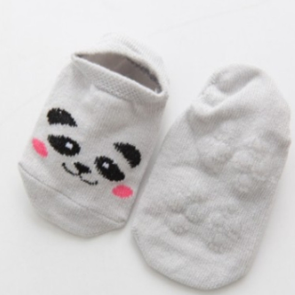 3 Pairs Cotton Children Baby Invisible Silicone Anti-skid Boat Socks, Kid Size:M(grey panda)