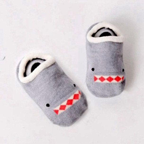 3 Pairs Cotton Children Baby Invisible Silicone Anti-skid Boat Socks, Kid Size:S(big mouth shark)