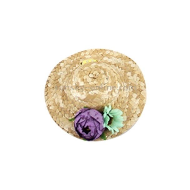 Outdoor Walking Pet Straw Hat, Random Style Delivery, Size: S (Inner Diameter: 7cm) (One Flower)