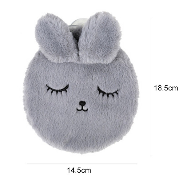 300ml Cartoon Irrigation Hand Warmer Rabbit Expression-proof Mini Water Bag Injection Hot Water Bottle Bag(Light Gray)