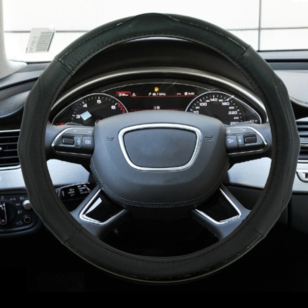 Universal Car PU Leather Steering Wheel Cover, Diameter: 38cm (Black)