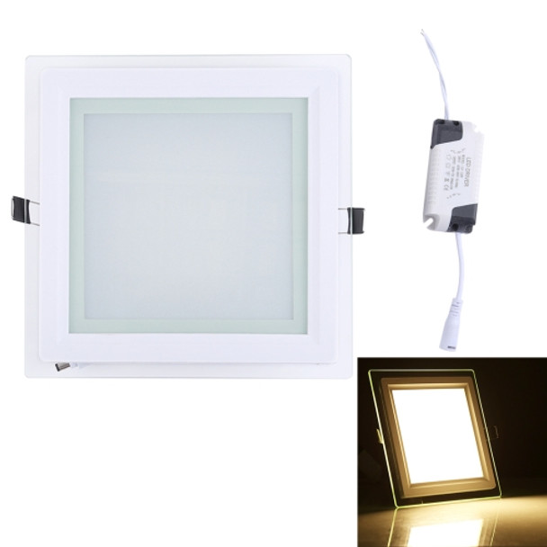 18W 20cm Square Glass Panel Light Lamp with LED Driver, Luminous Flux: 1480LM, AC 85-265V, Cutout Size: 16.5cm