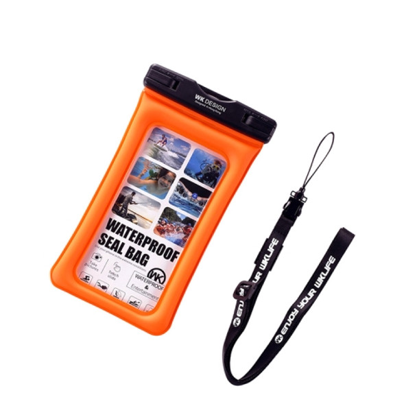 WK WT-Q01 Waterproof Bag with Lanyard for Smart Phones 6.5 inch or Below(Orange)