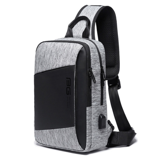 BANGE Fashion Outdoor Sports USB Leisure Shoulder Bag Men Chest Bag(Grey)