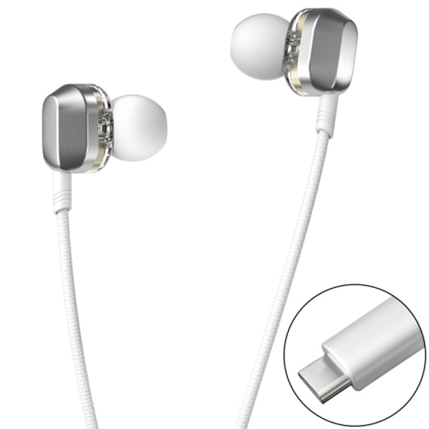 WK Y9 Type-C Interface In-Ear Double Moving Coil HIFI Stereo Wired Earphone (White)