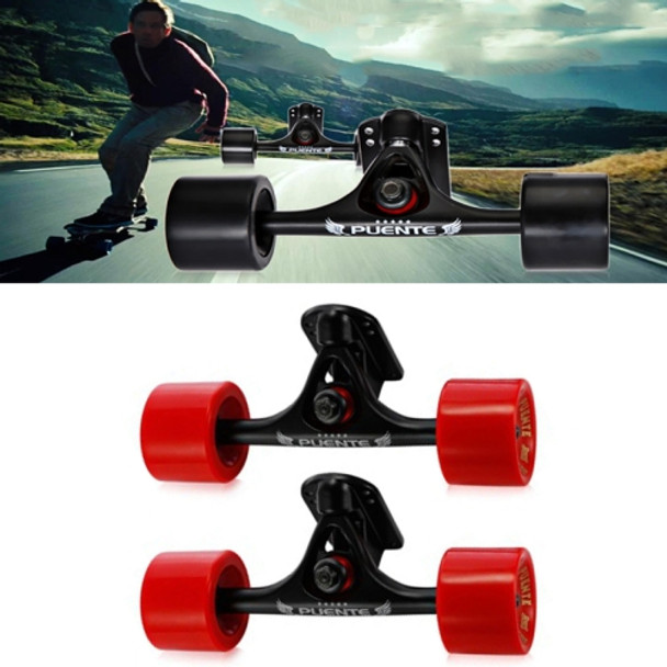 PUENTE 7 inch Skateboard P Bridge (Bracket) + 70 x 51mm Skateboard Wheels + ABEC-9 Bearing + Bracket Rubber Gasket + Small Bridge Nail Combination Set(Black And Red )