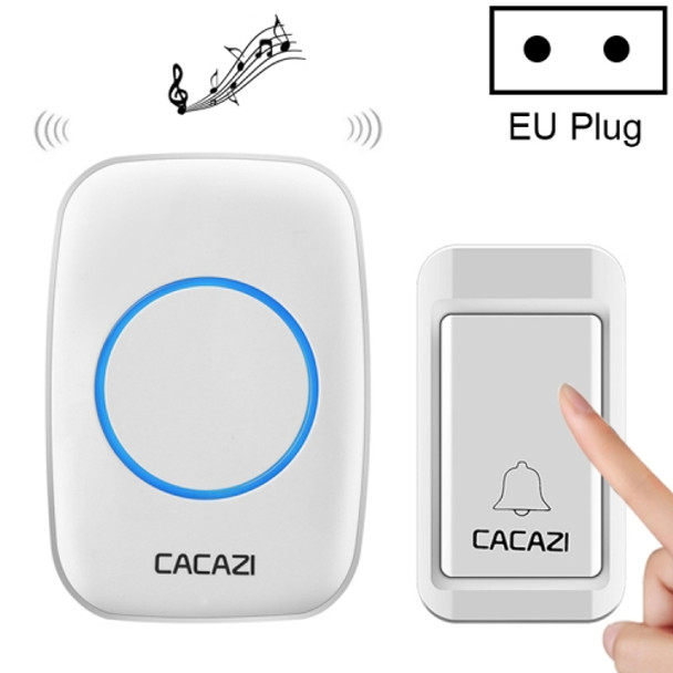 CACAZI A10G One Button One Receivers Self-Powered Wireless Home Cordless Bell, EU Plug(White)