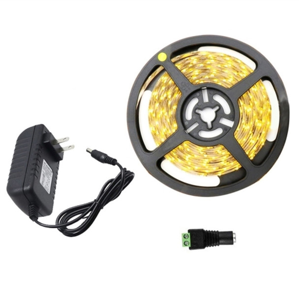 YWXLight US Plug LED Strip Lamp 300led 5M 2835 SMD Ribbon Tape With 2A Power Adapter(Warm White)