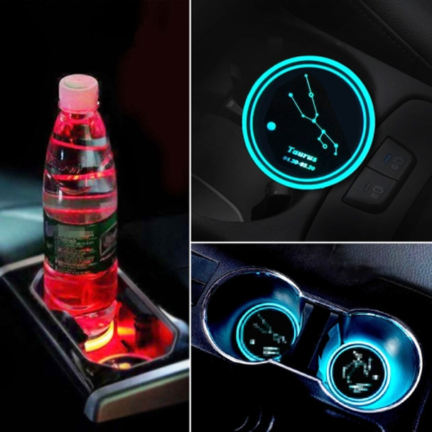 2 PCS Car Constellation Series AcrylicColorful USB Charger Water Cup Groove LED Atmosphere Light(Taurus)