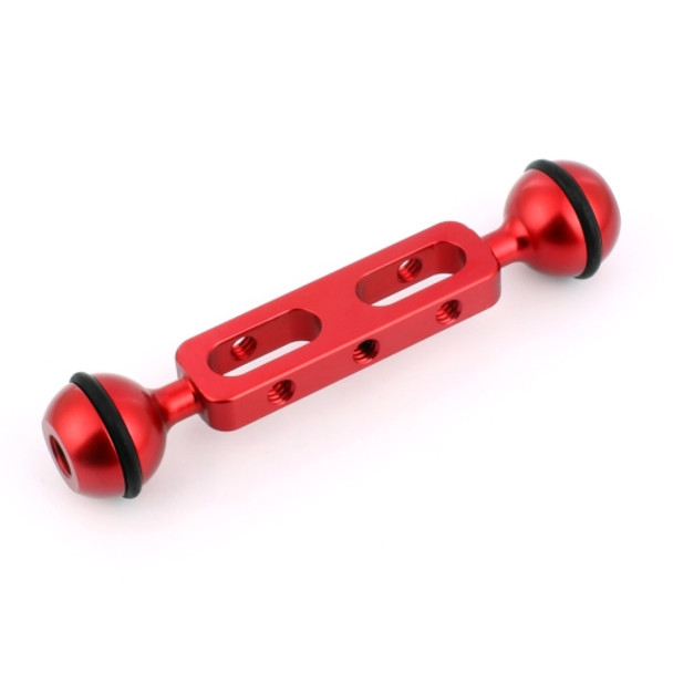 PULUZ 5.1 inch 13cm Aluminum Alloy Dual Balls Arm for Underwater Torch / Video Light, Ball Diameter: 2.54cm(Red)