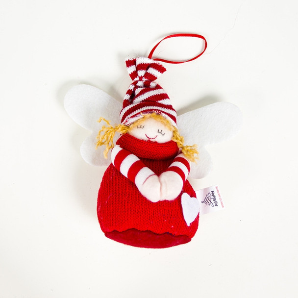 2 PCS Christmas Cloth Santa Snowman Doll Pendant(Red Angel )