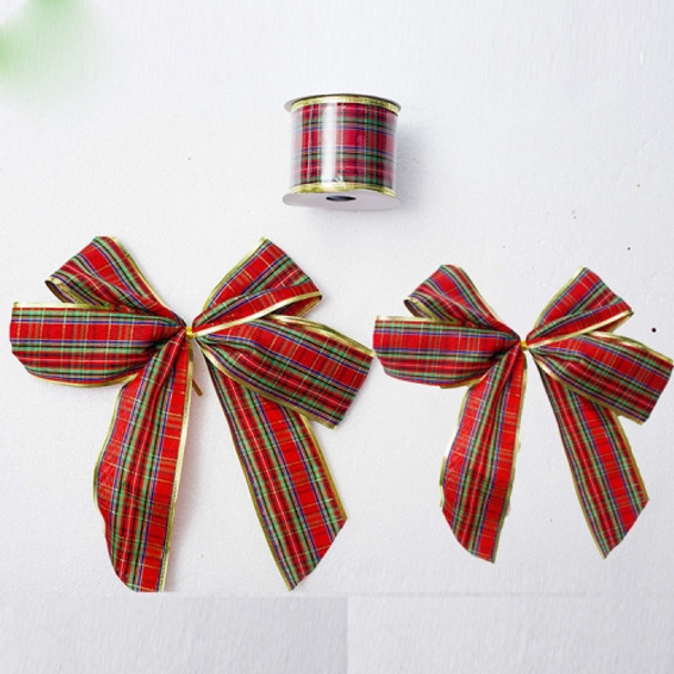 2 Rolls Christmas Sequins Ribbon Bow Ornament(Red and Green Grid)