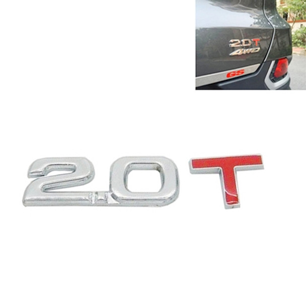 3D Universal Decal Chromed Metal 2.0T Car Emblem Badge Sticker Car Trailer Gas Displacement Identification, Size: 8.5x2.5 cm
