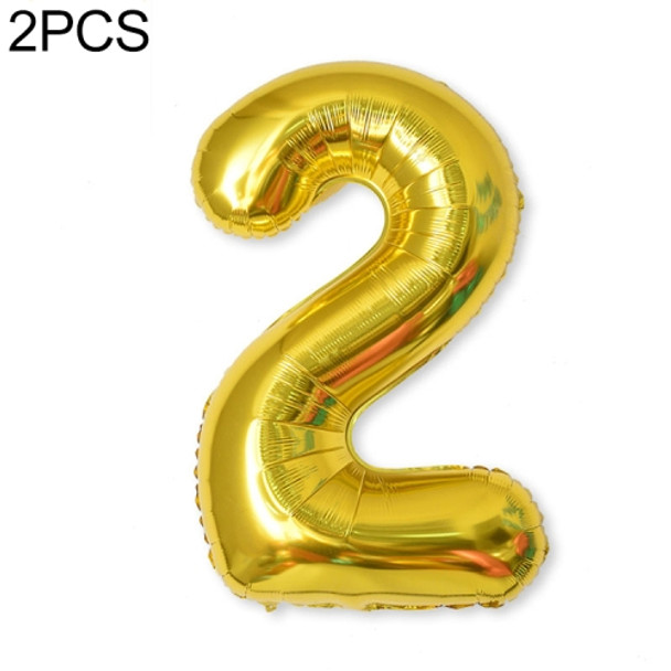 2 PCS 40 Inch Aluminium Foil Number Balloons Birthday Wedding Engagement Party Decor Kids Ball Supplies(2-Gold)