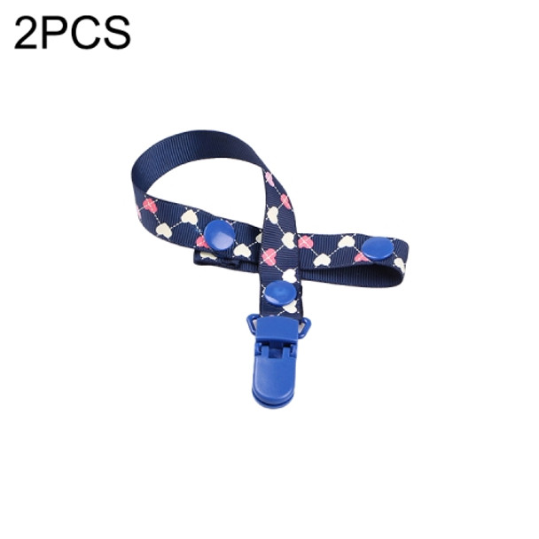 2 PCS Baby Pacifier Clip Pacifier Chain Dummy Clip Nipple Holder For Nipples Children Pacifier Clips Teether Anti-drop Rope(01 Dark blue love)